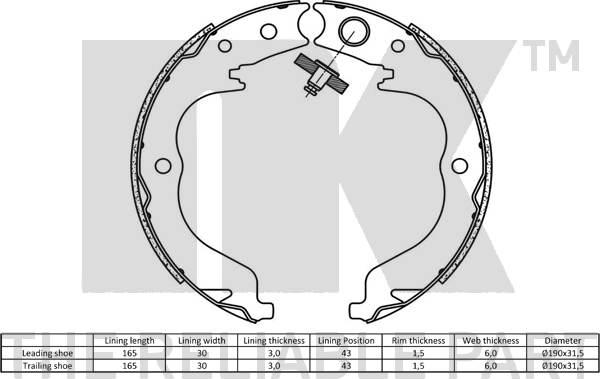 NK 2719757 - Комплект тормозных колодок, барабанные avtokuzovplus.com.ua