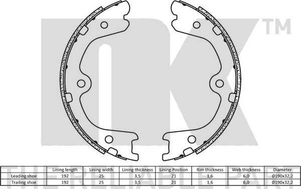 NK 2722798 - Комплект гальм, барабанний механізм autocars.com.ua