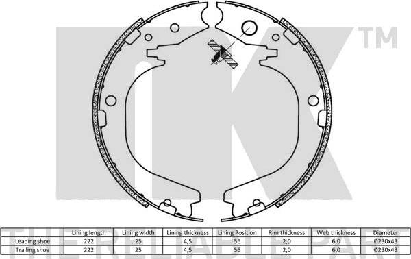 NK 2722847 - Комплект тормозов, ручник, парковка avtokuzovplus.com.ua