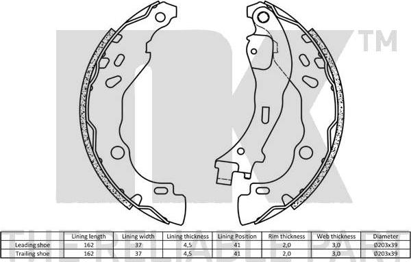 NK 2723711 - Комплект тормозных колодок, барабанные avtokuzovplus.com.ua