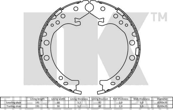 NK 2726803 - Комплект гальм, ручник, парковка autocars.com.ua