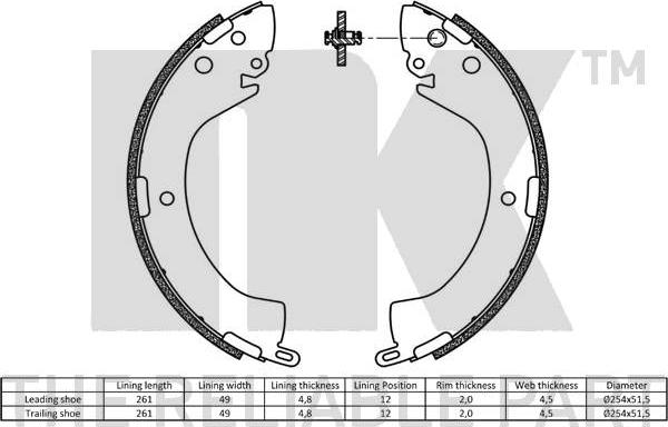 NK 2730606 - Комплект тормозных колодок, барабанные autodnr.net