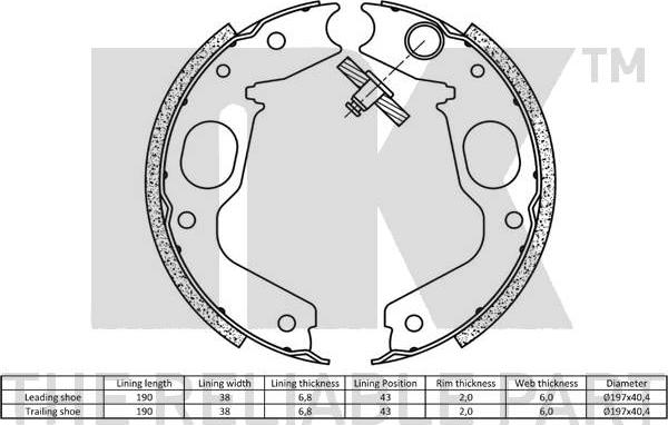 NK 2730645 - Комплект тормозов, ручник, парковка autodnr.net