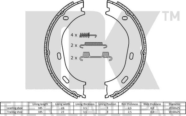 NK 2733217 - Комплект гальм, ручник, парковка autocars.com.ua