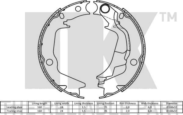 NK 2734788 - Комплект тормозных колодок, барабанные avtokuzovplus.com.ua