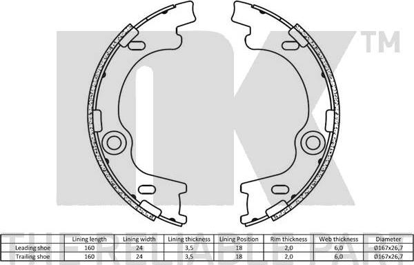 NK 2734790 - Комплект тормозов, ручник, парковка avtokuzovplus.com.ua