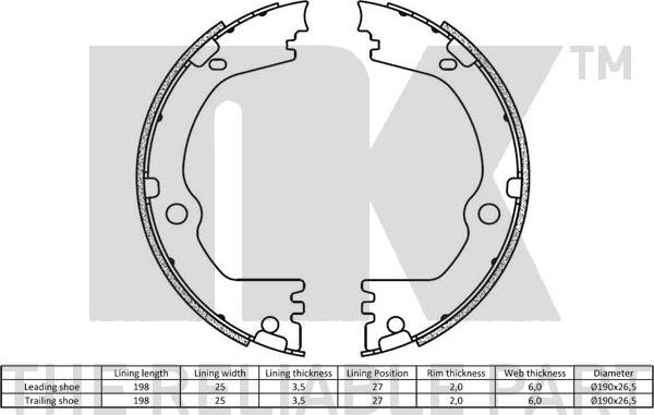 NK 2734852 - Комплект тормозов, ручник, парковка avtokuzovplus.com.ua