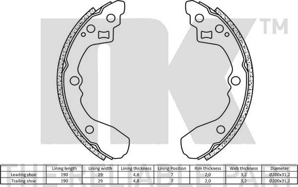 NK 2735744 - Комплект тормозных колодок, барабанные avtokuzovplus.com.ua