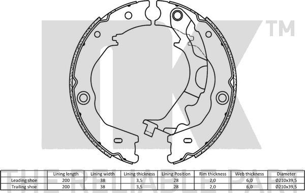 NK 2735807 - Комплект тормозов, ручник, парковка avtokuzovplus.com.ua