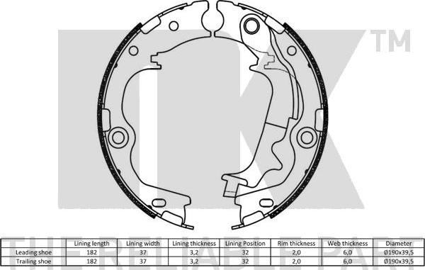 NK 2735832 - Комплект гальм, ручник, парковка autocars.com.ua