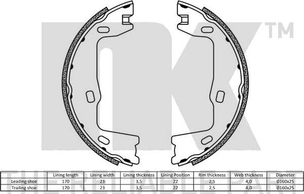 NK 2736347 - Комплект тормозов, ручник, парковка avtokuzovplus.com.ua