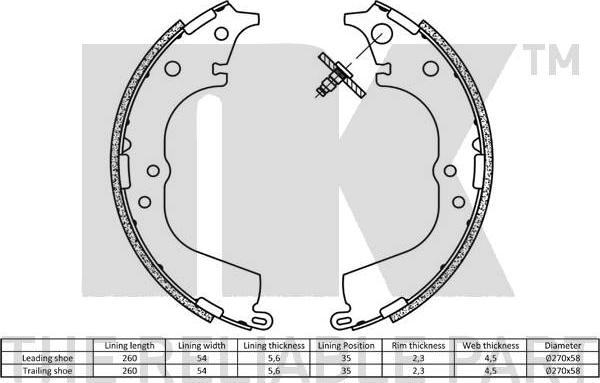 NK 2745591 - Комплект тормозных колодок, барабанные avtokuzovplus.com.ua