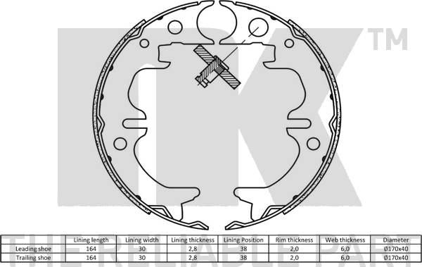 NK 2745651 - Комплект тормозов, ручник, парковка avtokuzovplus.com.ua