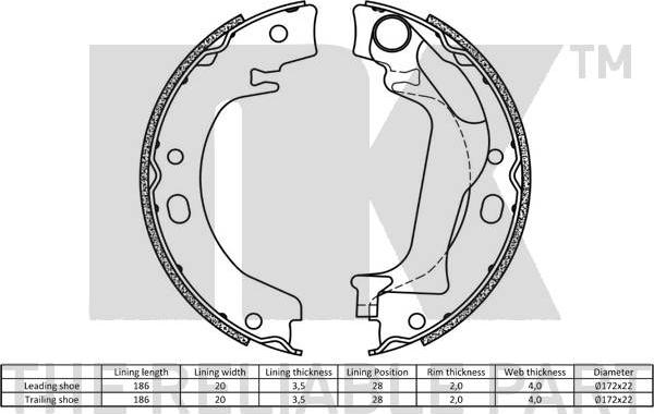 NK 2745748 - Комплект гальм, ручник, парковка autocars.com.ua