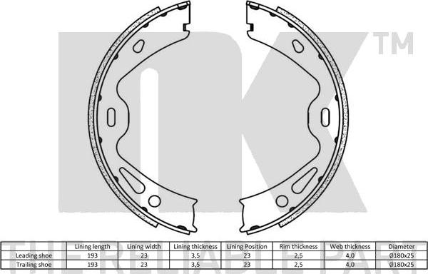 NK 2747866 - Комплект гальм, ручник, парковка autocars.com.ua