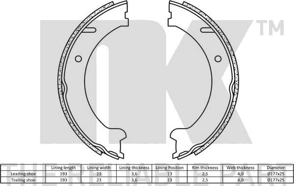 NK 2748562 - Комплект гальм, ручник, парковка autocars.com.ua