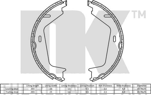 NK 2748578 - Комплект тормозных колодок, барабанные avtokuzovplus.com.ua