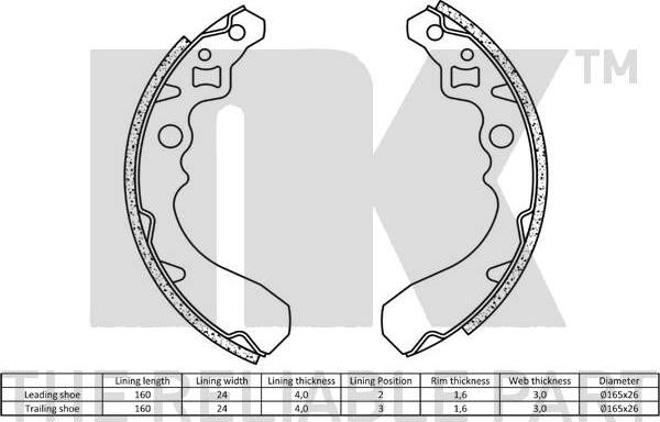 NK 2751503 - Комплект тормозных колодок, барабанные avtokuzovplus.com.ua