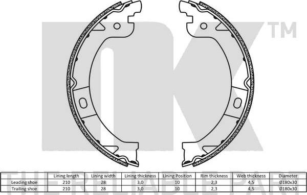 NK 2793724 - Комплект тормозов, ручник, парковка autodnr.net