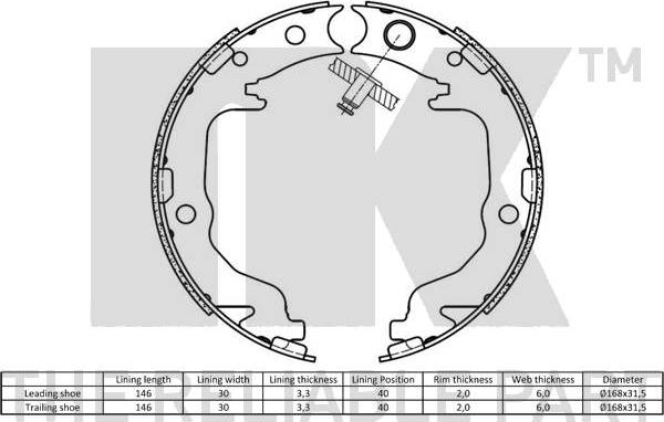 NK 2793799 - Комплект гальм, ручник, парковка autocars.com.ua