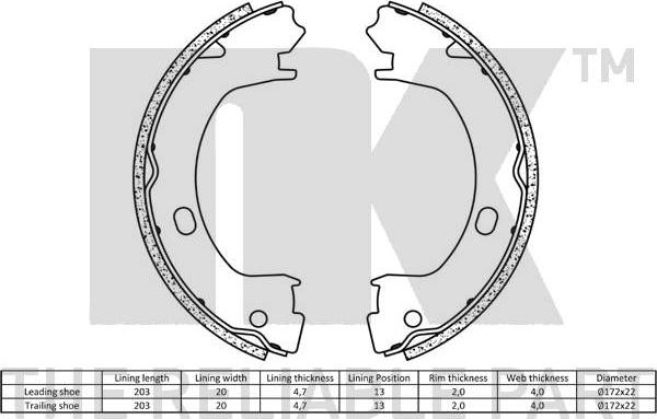 NK 2793827 - Комплект гальм, ручник, парковка autocars.com.ua