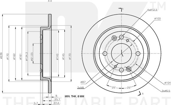 NK 312672 - Гальмівний диск autocars.com.ua