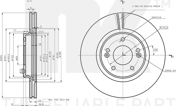 NK 313458 - Гальмівний диск autocars.com.ua