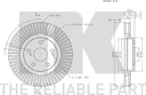 NK 3145117 - Гальмівний диск autocars.com.ua