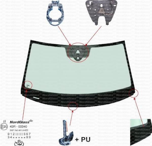 NordGlass 4136049 - Вітрове скло autocars.com.ua