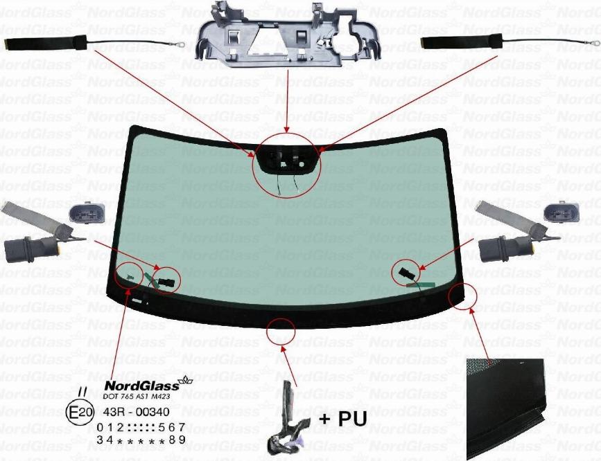 NordGlass 4143666 - Вітрове скло autocars.com.ua