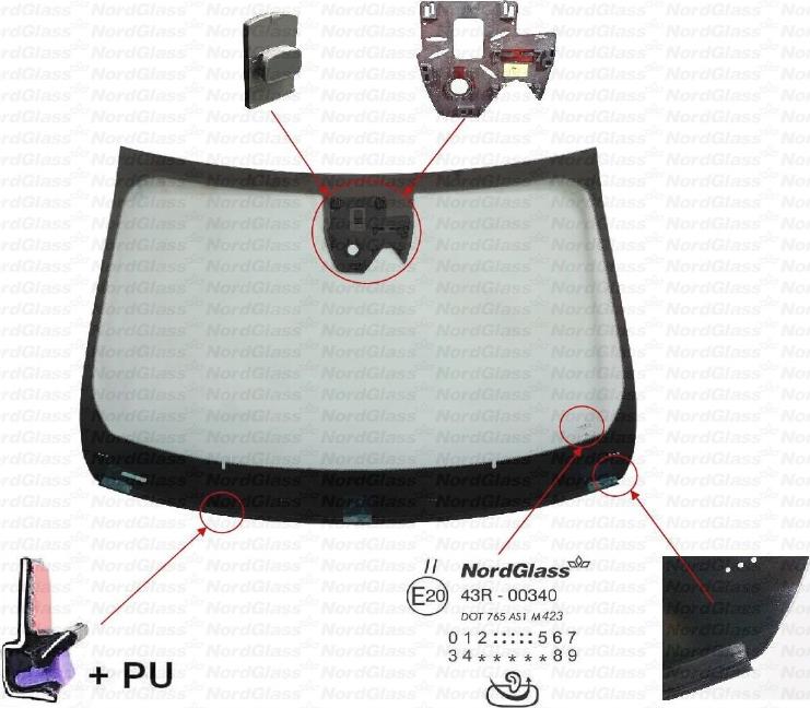 NordGlass 4151140 - Вітрове скло autocars.com.ua