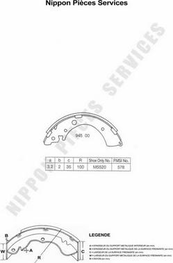 NPS H350A20 - Комплект тормозных колодок, барабанные avtokuzovplus.com.ua