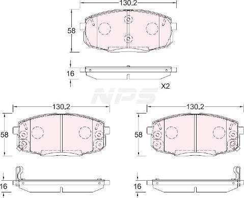 NPS H360I38 - Гальмівні колодки, дискові гальма autocars.com.ua