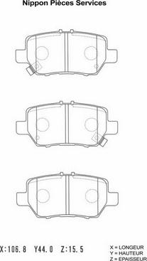 NPS H361A14 - Гальмівні колодки, дискові гальма autocars.com.ua