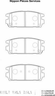 NPS H361I12 - Тормозные колодки, дисковые, комплект avtokuzovplus.com.ua