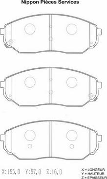 NPS K360A10 - Тормозные колодки, дисковые, комплект avtokuzovplus.com.ua