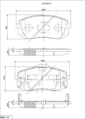 NPS K360A19 - Гальмівні колодки, дискові гальма autocars.com.ua