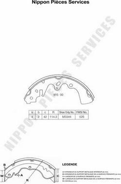 NPS M350A03 - Комплект гальм, барабанний механізм autocars.com.ua