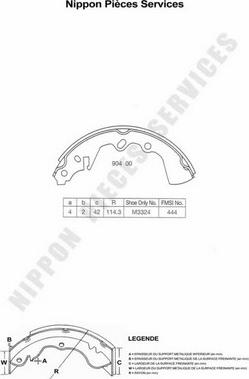 NPS M350A38 - Комплект гальм, барабанний механізм autocars.com.ua