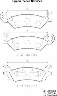 NPS M361A00 - Тормозные колодки, дисковые, комплект avtokuzovplus.com.ua