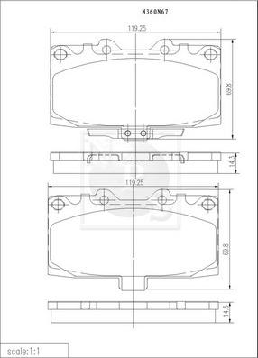 NPS N360N67 - Гальмівні колодки, дискові гальма autocars.com.ua