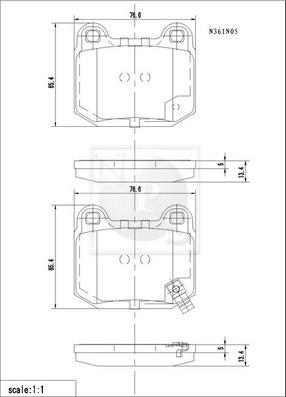 NPS N361N05 - Гальмівні колодки, дискові гальма autocars.com.ua