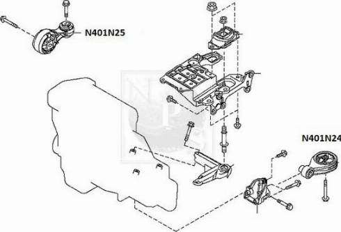 NPS N401N25 - Подушка, опора, подвеска двигателя avtokuzovplus.com.ua