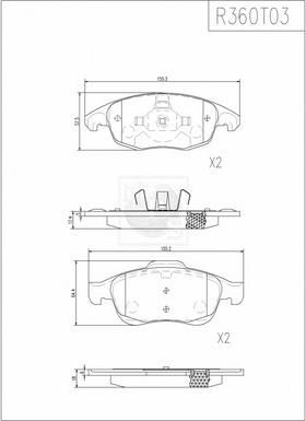 NPS R360T03 - Тормозные колодки, дисковые, комплект avtokuzovplus.com.ua