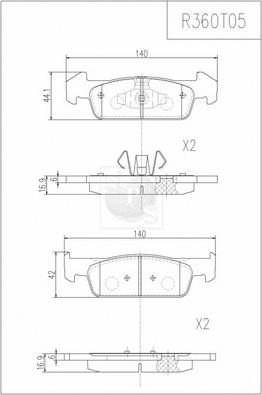 NPS R360T05 - Тормозные колодки, дисковые, комплект autodnr.net