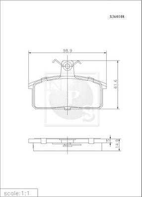 NPS S360I08 - Гальмівні колодки, дискові гальма autocars.com.ua