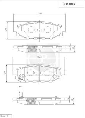 NPS S361U07 - Тормозные колодки, дисковые, комплект avtokuzovplus.com.ua