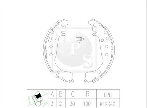 NPS T350A83 - Комплект тормозных колодок, барабанные autodnr.net