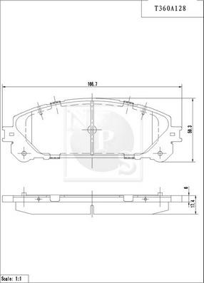 NPS T360A128 - Гальмівні колодки, дискові гальма autocars.com.ua