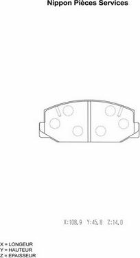 NPS T360A28 - Тормозные колодки, дисковые, комплект avtokuzovplus.com.ua